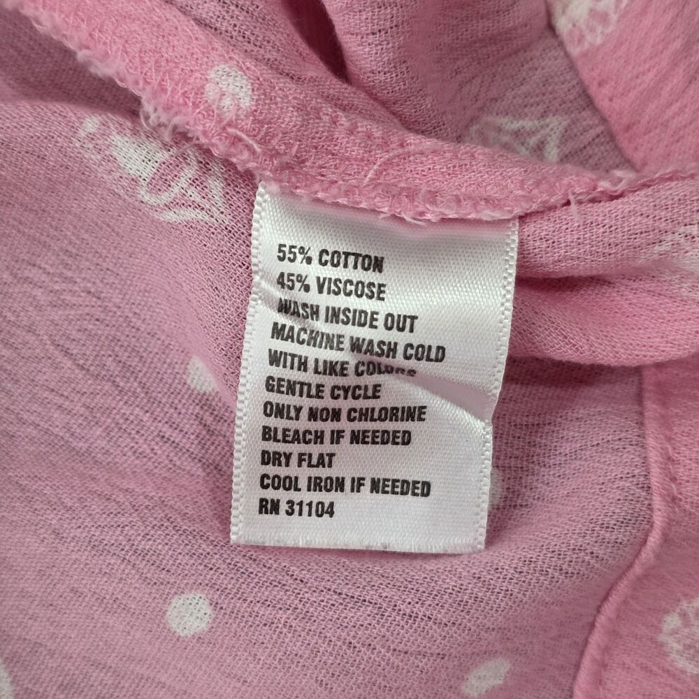 Crown & Ivy Pink Peasant Blouse Top XL Boho Floral Dot 3/4 Sleeve Gauze Barbieco - Picture 10 of 11